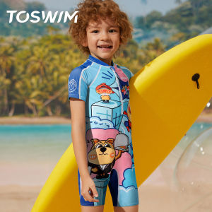 TOSWIM Childrens One-Piece Swimsuit UV Protection Fashionable Baby Swimming Suit Boys Girls Kids Swimwear Summer 2022