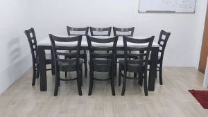 FS2U - 2000+3880 Laminate Marble Top Dining Set Dining Table Meja Makan Meja Murah 8 Seater Set