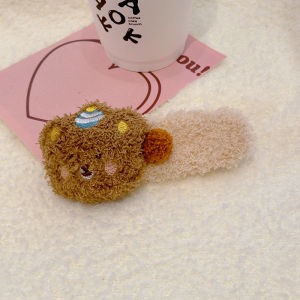 คลิปหนีบผมทรงหมีฟูขนาดใหญ่สำหรับผู้หญิง ฤดูใบไม้ร่วง/ฤดูหนาว คลิปหนีบผมน่ารัก ที่คาดผมแบบสวมท้ายศีรษะ ดีไซน์สัตว์ประหลาด สัมผัสหรูหรา