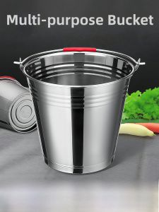 Stainless Steel Handheld Water Bucket Large Capacity Household Water Storage Barrel with Lid Thickened Iron Drum for Kitchen