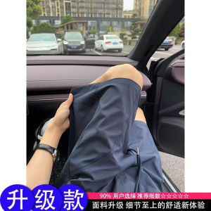 Quick Dry Ice Silk Short Pants Mens Summer Thin Casual Sports Outdoor Leisure Mid-Length Loose Fit Elastic Waist Straight Leg
