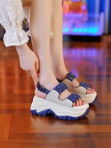 Leather Thick Bottom Platform Sandals Women Outdoor Summer New Casual Beach Roman Shoes Fashionable Slip-On Low Cut Ankle Strap