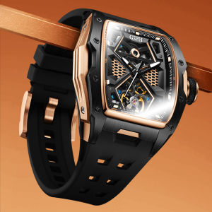 BONEST GATTI Nam Đồng Hồ Tự Động Con Trỏ Dạ Quang Vỏ Thép Không Gỉ Chuyển Động Cơ Học Dây Đeo Cao Su Đồng Hồ Đeo Tay Chống Thấm Nước