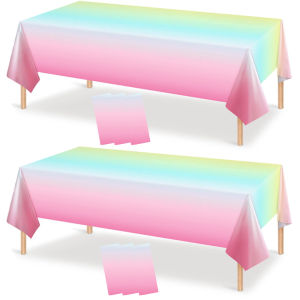 Disney | 1-3pcs Pastel Rainbow Tablecloth Rainbow Rainbow Party Table Cover Decorations Supplies for Birthday Party Wedding 137 x274cm