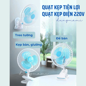[Bảo hành 6 tháng] Quạt kẹp điện 220v công suất 25W 2 mức gió siêu mát có tuốc năng xoay đầu lắc cổ trái phải/cố định thiết kế dạng kẹp tiện lợi kẹp nôi cũi em bé kẹp giường ký túc xá kẹp bàn trang điểm hoặc để bàn học bàn làm việc treo tường