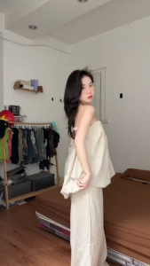 L_ Set đồ slay outfit hè siêu xinh set áo quây nữ set áo bí cúp ngực hở lưng mix quần dài xinh