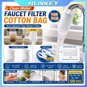 【Local Delivery】100PCS Faucet Filter Cotton Universal Tap Water Purifier Anti Splash Filter Bag For Kitchen Sink Removing Rust Sediment Sand Easy Install Within 2.5cm Outlet HLINKEY
