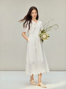 INMAN | Đầm Suông A-Line Thêu Hoa Văn Nặng 100% Cotton