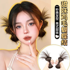 American Style Lazy Sweet And Spicy Chicken Nest Ball Head Fake Hair Pack with Bowknot Hair Clip Hair Extension for Women