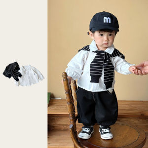 Early Autumn Baby Set Korean Style One Year Old Gift Clothes Stylish Fashionable Autumn Clothes Shawl Shirt Separate Trendy