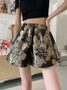 Retro Jacquard Wide Leg Shorts Female New Arrival Casual Loose Backless Cut Out Sun Protection Shirt Small Fashion Two-Piece Suit