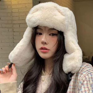 หมวก Lei Fang 2-In-1สำหรับผู้หญิงหนาอุ่นฤดูหนาวใหม่หมวกปั่นจักรยานการป้องกันหูอบอุ่นปรับได้หมวกปิดหูกันลม