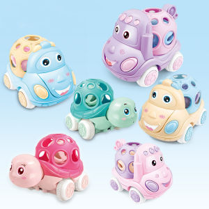 Baby Toy Car Rattle - Press & Go Friction Powered Truck Soft Rolling Cars for Toddlers 1-3 Perfect Birthday Gift for Girls Boys