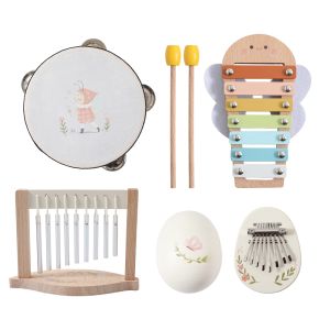 Music Toys Baby Wooden Montessori Toys Children Music Instrument Squirrel Maracas Drum Xylophone Early Education Sensor Toys Set