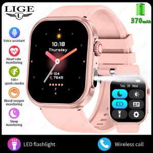 LIGE | LIGE New Smart Watch Women 370mAh Battery Bluetooth Call LED Flashlight Waterproof 100+ Sport Mode Health Smart Watches Men 2026