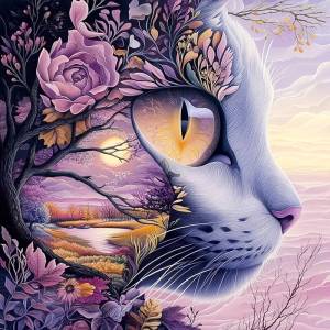 HUACAN 5D Diy Diamond Painting Cat Animal Full Drill Home Decor Diamond Mosaic Tree Landscape Rose Flower