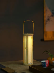 Retro Chinese Style Bamboo Woven Lampshade Table Lamp Bedroom Atmosphere Lamp Tea Room Desktop Ornaments Bamboo Craft