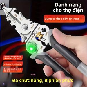 Kìm Tuốt Dây Đa Năng 10 Trong 1 Có Chức Năng Đo Điện Kéo Cắt Cáp Bằng Thép Không Gỉ Dành Cho Thợ Điện Và Sử Dụng Trong Gia Đình