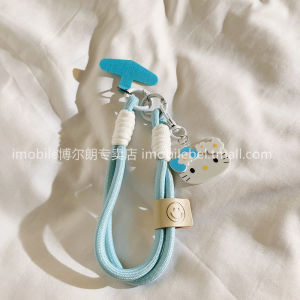 Korean Japanese Cartoon KT Cat Pendant Nylon Lanyard Portable Anti-Loss Shockproof Cute Female Earphone Mobile Phone Accessory