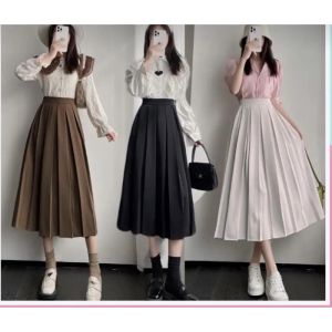 Chân Váy Midi dài xòe Chân Váy xếp ly to dáng basic Hàn Quốc sang trọng cá tính LINH CHI STORE 88