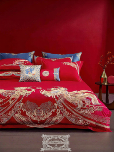 Mercury | 60-Thread Long Staple Cotton Red Wedding Bed Set