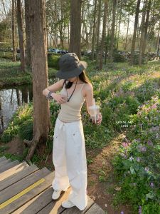 กางเกงทำงาน Qinnlab California Coast ทรงหลวม ทรงหลวม ทรงหลวม กางเกงขายาวทรงหลวมสำหรับใส่ทำงานในฤดูใบไม้ร่วง