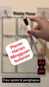 akrilik planer harian mingguan bulanan bisa di tempel di berbagai tempat ukuran A3 da A4