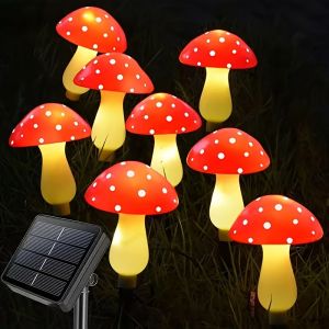 8 Head Solar Mushroom Lights Stake Garden Decor Festive Christmas Fairy Lights for Outdoor Yard Wedding Party Atmosphere