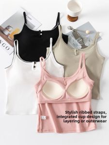 Miiow | Cat Lady Threaded Strap Vest Women Summer 2025 New Half Open Front Sleeveless Top Base Layer Tank Top Outerwear Fitness Clothes