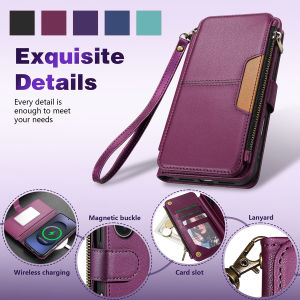 Wallet Multi-card Slot Zipper Kickstand Magnetic Flip Leather Case For Samsung Galaxy S26 Ultra S25 FE S24 Plus S23 S22 S21 S20