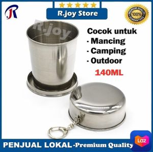 R.joy Gelas Lipat Camping Stainless / Gelas Travel Portable Stainless Steel