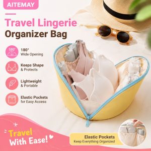 Aitemay 2Pcs Travel Organizer Bag: 3-in-1 Underwear Storage & Toiletry Pouch Multilayer Sorting Packing Cube for Luggage