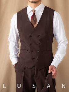 Elegant Double-breasted Waistcoat Mens