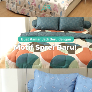 Sprei KINTAKUN LITE Microfiber Hi-Breath Motif Geometris Queen/King - Tekstur Lembut dan Cepat Kering