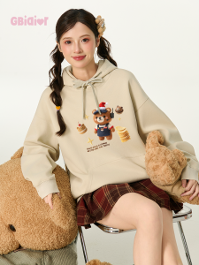 Gbiaior | Cartoon Bear Printed Hoodie Couples Casual Loose Fit