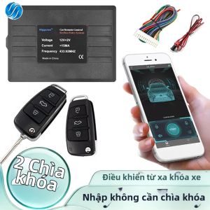 HIPPCRON Hệ Thống Khóa Cửa Trung Tâm Từ Xa Trên Ô Tô Hệ Thống Ra Vào Không Cần Chìa Khóa Với 2 Điều Khiển Từ Xa Thiết Bị Chống Trộm Màu Đen Một Chiều Không Có Màn Hình LCD