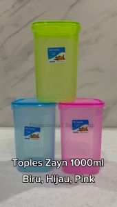 Toples ZAYN MUTIARA Warna Kotak 1000ml Wadah Bumbu Sealware Dapur Kecil KMP Zayn
