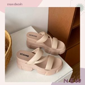 QZshop พร้อมส่งจากไทย รองเท้าแตะเสริมส้น รุ่นใหม่ล่าสุดของทางร้าน งานปังดีไซน์สวย พื้นหนาแต่น้ำหนักเบามาก มาในแนวเอิร์ธโทนทั้งสีครีม น้ำตาล และดำ ราคานี้สบายกระเป๋าสุดๆ