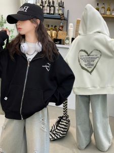 Girls Zipper Hoodie Spring Autumn Style Childrens Knitted Cotton Jacket Casual Fashionable Outerwear for Girls