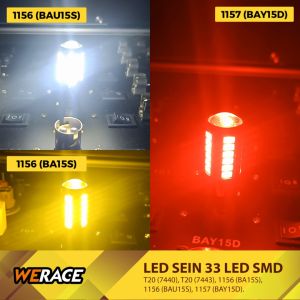 WERACE LED Sein Super Bright 33 LED SMD T20 7440 T20 7443 1156 BA15S 1156 BAU15S 1157 BAY15D H11 HB3 HB4 9005 9006 Harga Per Pcs