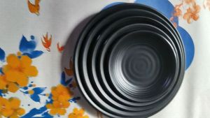 Dĩa nhựa melamine tròn đen nhám phục vụ nhà hàng quán ăn kt 15cm/18cm/20/23/25 cm - DG26/27/28/29/30