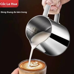 Bình Đánh Sữa Bằng Thép Không Gỉ Lahua Cup - 350/600/1000ml Bình Sữa Pha Cà Phê Latte Có Vạch Chia Độ Cho Barista Và Nhà Bếp