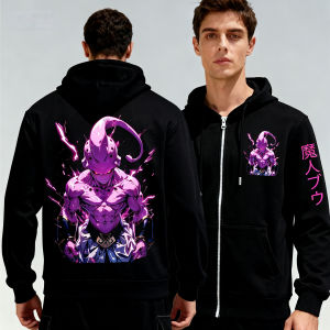 Bandai | Mens Bandai Cotton Hooded Jacket Black Dragon Ball Print Zip Up Sweatshirt Thick Warm Lining For Cold Season Travel