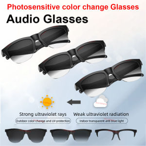 2026 Photosensitive Color Change Smart Glasses Bluetooth Voice Calls Control Music UV Polarized Sunglasses Headphone Glasses Man
