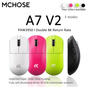 MCHOSE A7 V2 Pro/Ultra mouse E-sports game wireless Bluetooth three mode lightweight mouse dual 8K PAW3950 DPI42000