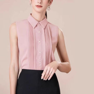 chaqi | Áo len dệt kim màu trắng cho nữ Áo lót mùa hè Thiết kế mới Áo lót nhiều lớp Áo sơ mi cổ đứng Túi xách bằng vải polyester