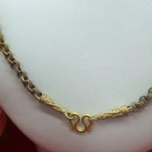 สร้อยคอทองเหลืองโบราณ(งานดิบ) ลายทาโร่จิกคั่นหัวจรวด ความยาว 24 นิ้ว ช่วยเสริมบารมี ไม่ได้ชุบ วินเทจ #งานทองเหลืองแท้