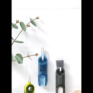 3 in 1 U-shaped Cup Rim Cleaning Brush Acrylic Rotatable Multifunctional Mini Cup Groove Gap Cleaner Brush