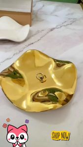 LOVIDA MALAYSIA Elegant Irregular Wavy Luxury Jewelry Tray Organizer Home Decor Tray Ceramic Trinket Dish Tray for Ring Watch Key Vanity Tray Dulang Seramik 陶瓷托盘