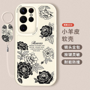 Personalized Silicone Phone Case for S25/S24ultra/S23+/S20FE with Hand Rope Anti-fall Full Cover Rose Oil Painting Design Womens New Model